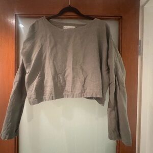 Linen Dolman sleeve Cropped blouse